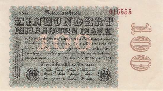 100 Millionen Mark 1923